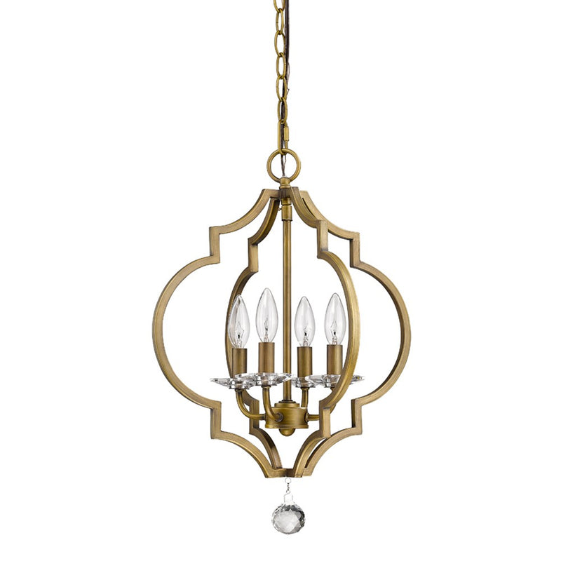 Peyton 4-Light Raw Brass Chandelier With Crystal Accents