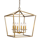 Kennedy 6-Light Antique Gold Foyer Pendant With Crystal Bobeches