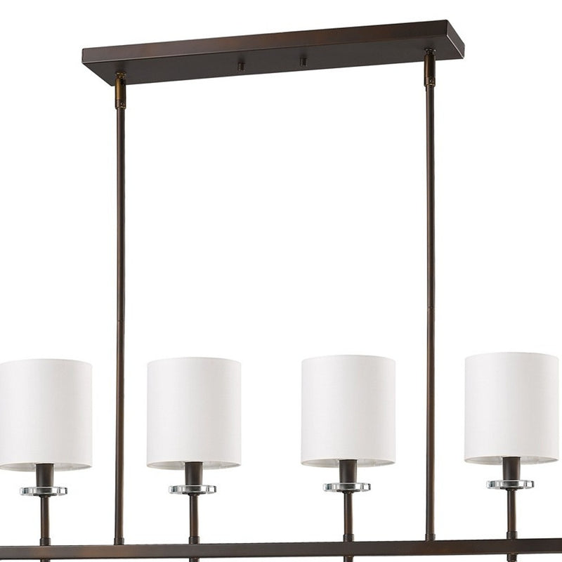 Kara 4-Light Oil-Rubbed Bronze Island Pendant With Fabric Shades And Crystal Bobeches