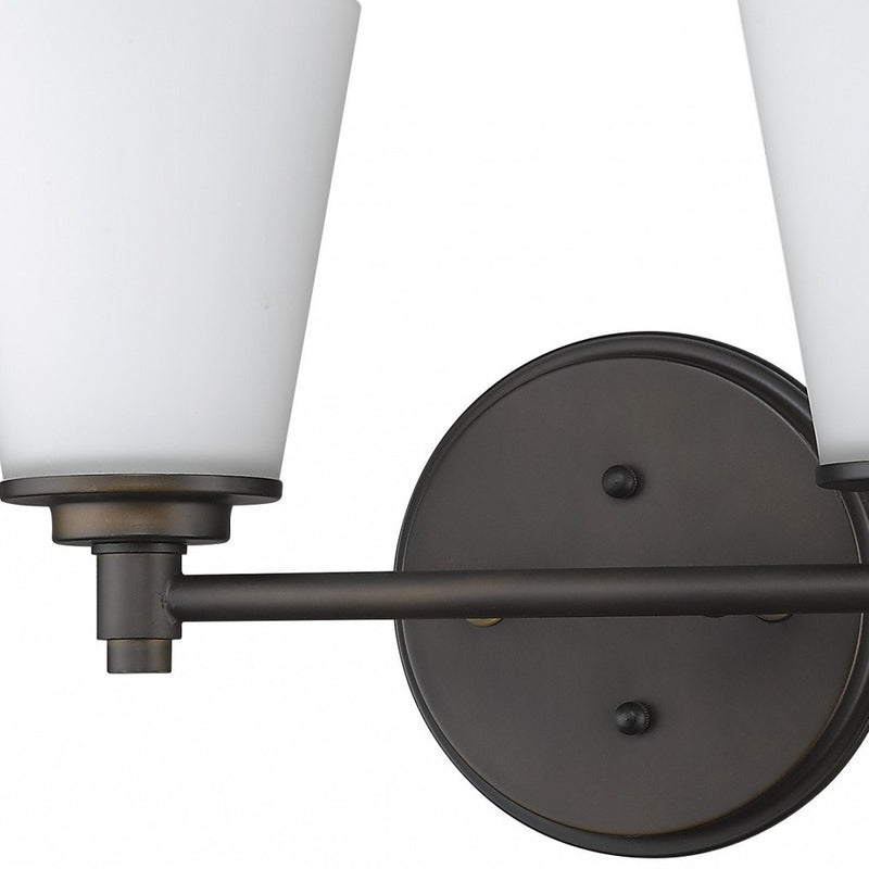 Two Light Bronze Wall Light with Frosted Glass Shade