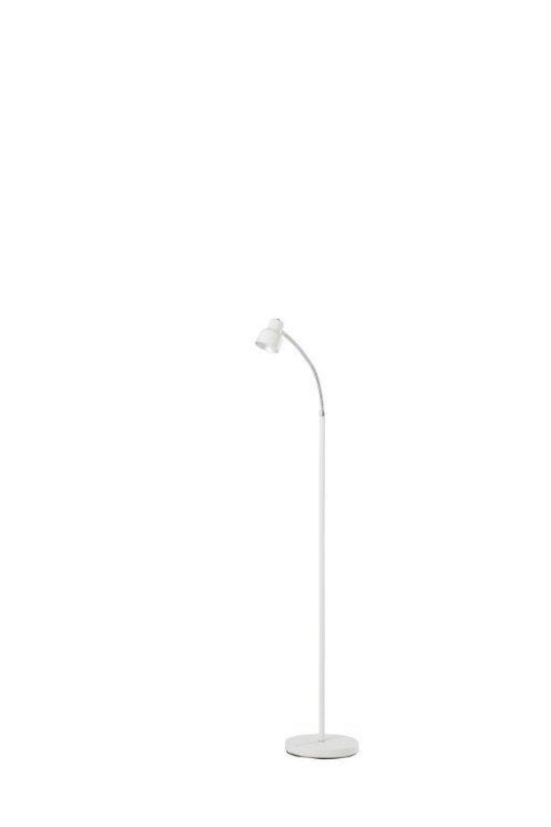48" White LED Arched Floor Lamp With White Bell Shade
