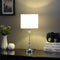 19" Silver Table Lamp With White Drum Shade