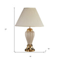 27" Gold Ceramic Bedside Table Lamp With Black Empire Shade