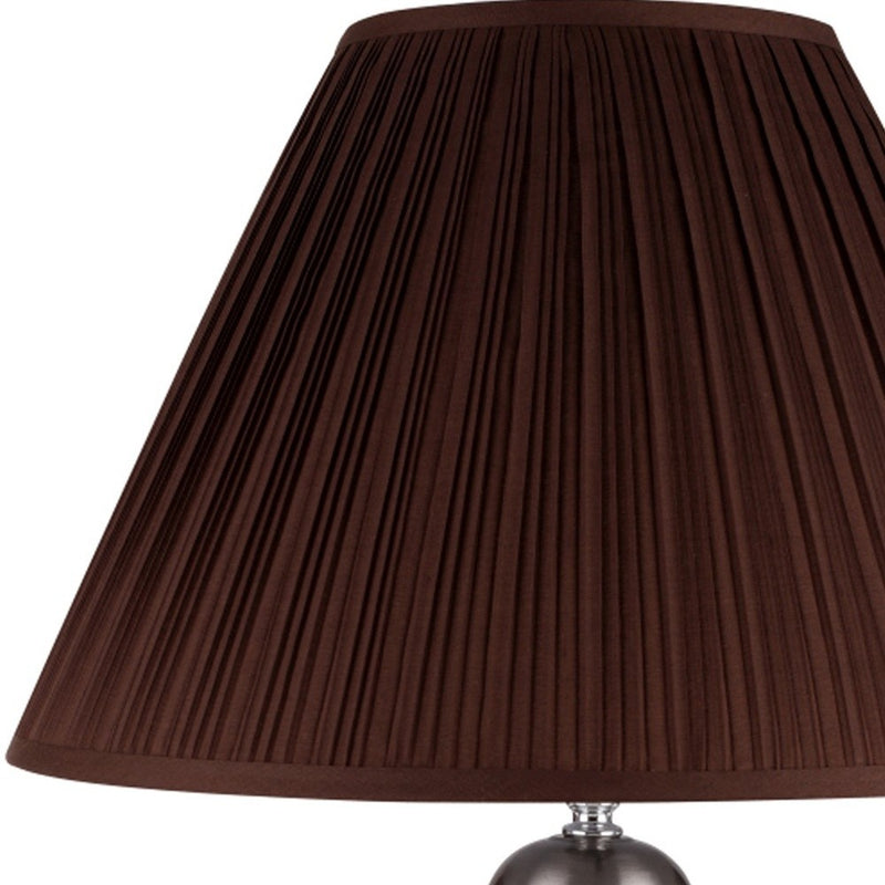 27" Brown Ceramic Bedside Table Lamp With Brown Shade