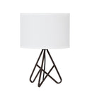 18" Brown Tripod Table Lamp With White Drum Shade