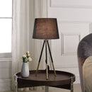 20" Gold Tripod Table Lamp With Black Empire Shade