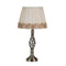 23" Antiqued Brass Metal Table Lamp With White And Brown Classic Empire Shade