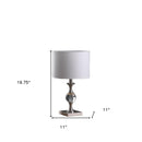 20" Silver Bedside Table Lamp With White Drum Shade