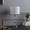 21" Silver Bedside Table Lamp With White Drum Shade