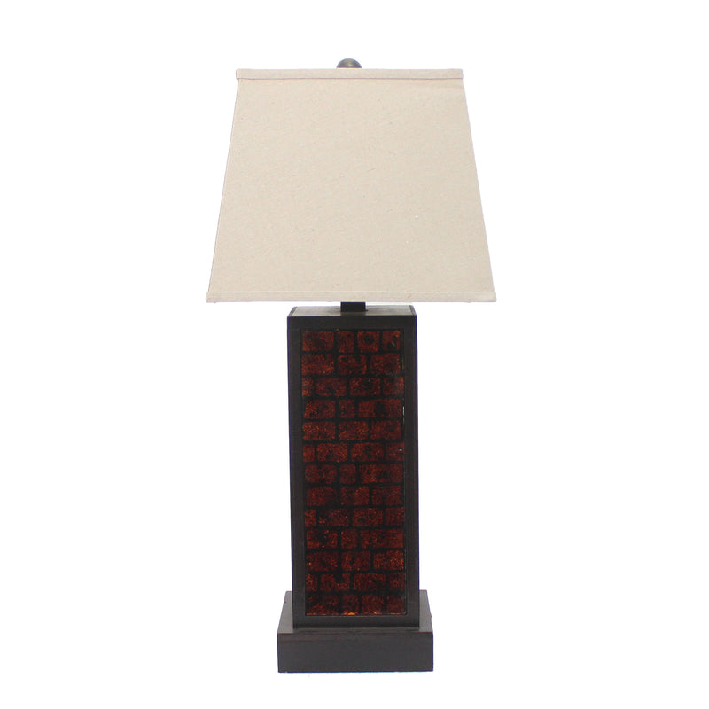 31" Black Metal Bedside Table Lamp With White Shade