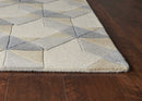 8'X11' Ivory Grey Hand Tufted Geometric Chain Pattern Indoor Area Rug