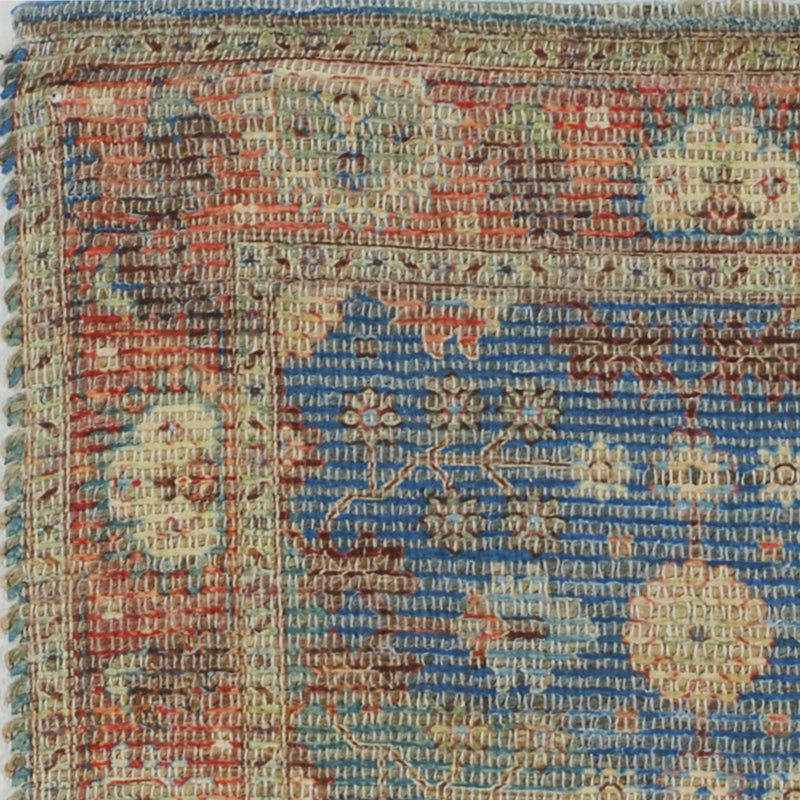 2'X4' Blue Red Hand Woven Floral Traditional Indoor Accent Rug