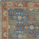 2'X4' Blue Red Hand Woven Floral Traditional Indoor Accent Rug