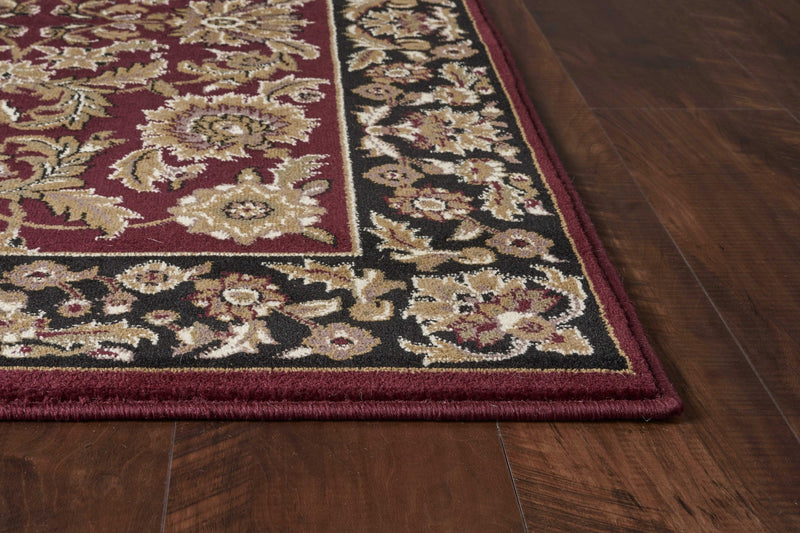 8' Red and Black Floral Area Rug
