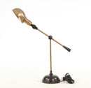 20" Black Metal Adjustable Desk Table Lamp With Gold Bowl Shade