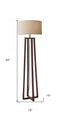 60" Solid Wood Novelty Floor Lamp With Beige Drum Shade
