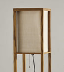 Floor Lamp With Natural Wood Finish Storage Shelves