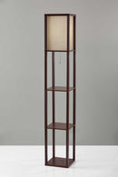 Floor Lamp With Natural Wood Finish Storage Shelves