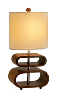 19" Brown Bedside Table Lamp With Natural Cylinder Shade
