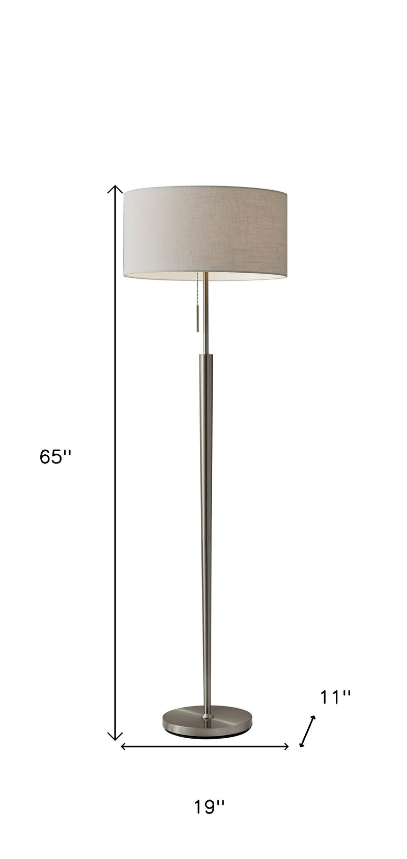 65" Traditional Shaped Floor Lamp With Off-White Drum Shade