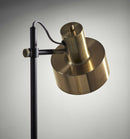 Retro Floor Lamp With Matte Black Pole And Adjustable Jumbo Antique Brass Metal Shade