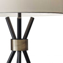 Black Metal Tripod Leg With Antique Brass Accent Table Lamp