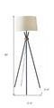 60" Black Tripod Floor Lamp With White Empire Shade