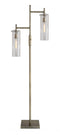 64" Brass Two Light Novelty Floor Lamp With Clear Drum Shade