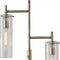 64" Brass Two Light Novelty Floor Lamp With Clear Drum Shade
