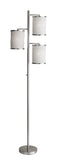 74" Steel Three Light Tree Floor Lamp With Off White Solid Color Drum Shade