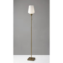 Brass Metal Floor Lamp With White Opal Wine Glass Shade
