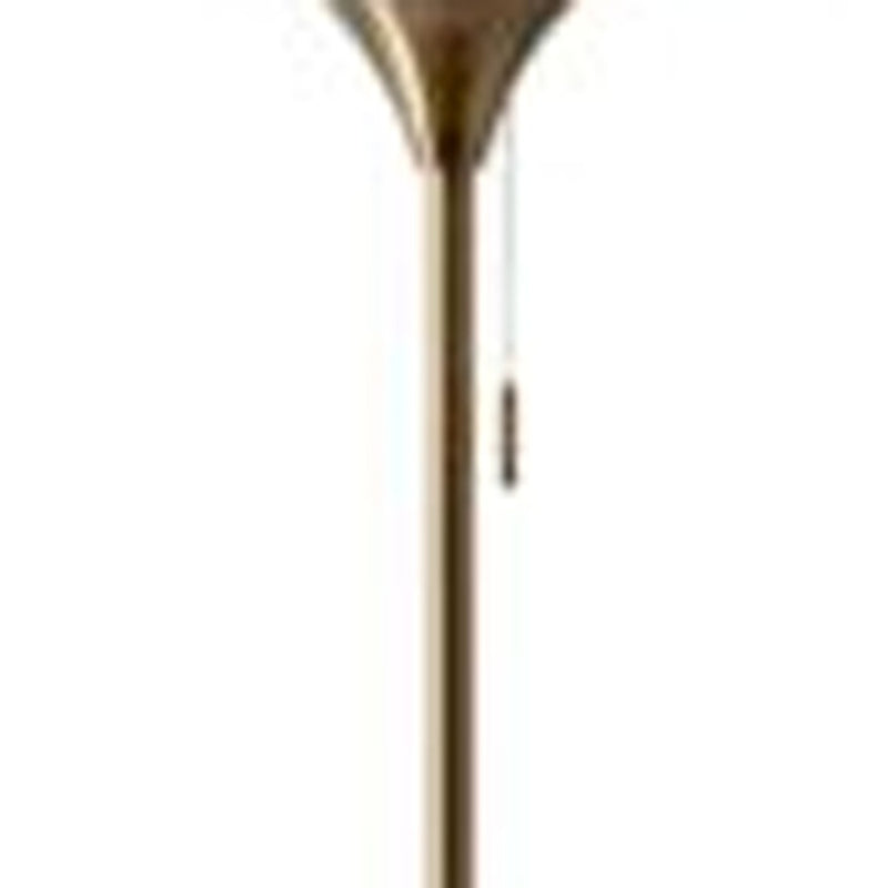 Brass Metal Floor Lamp With White Opal Wine Glass Shade