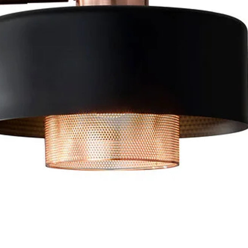 60" Copper Task Floor Lamp With Black Drum Shade
