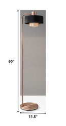 60" Copper Task Floor Lamp With Black Drum Shade