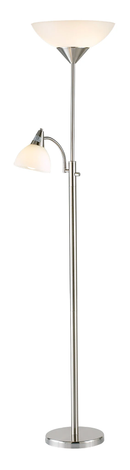 71" Two Light Novelty Floor Lamp With White Bowl Shade