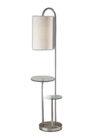 66" Tray Table Floor Lamp With White Drum Shade