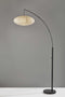 80" Black Arc Floor Lamp With Beige Solid Color Globe Shade