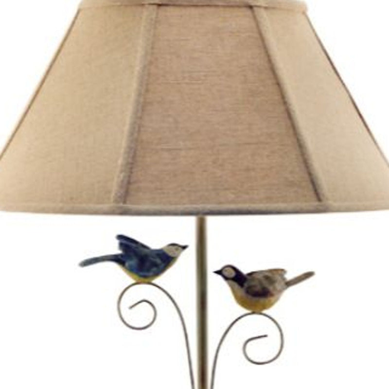 Cheerful Taupe Base Table Lamp With 3D Colorful Birds