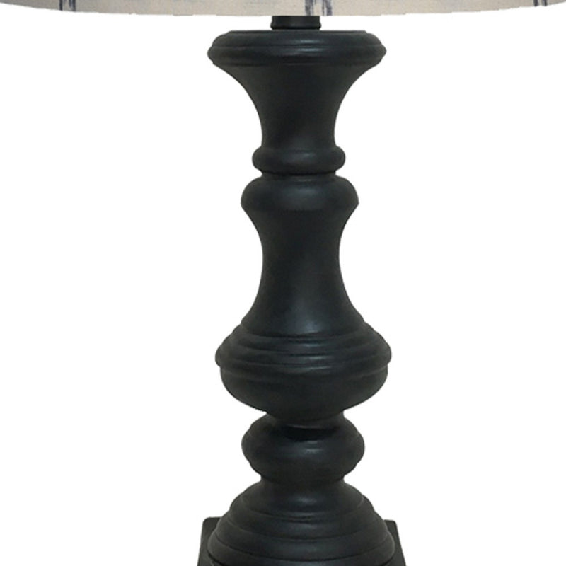 Distressed Black Beige Tribal Arrow Line Shade Table Lamp