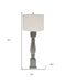 Brown Washed Wood Finish Table Lamp With Ivory Linen Shade