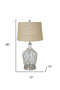 28" Silver Metal Standard Table Lamp With Beige Shade