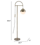 White and Brushed Bronze Crossed Floor Lamp