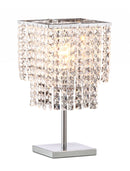 41" White Metal Bedside Table Lamp With Clear Novelty Shade