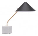 52" White Metal Bedside Table Lamp With Black Cone Shade