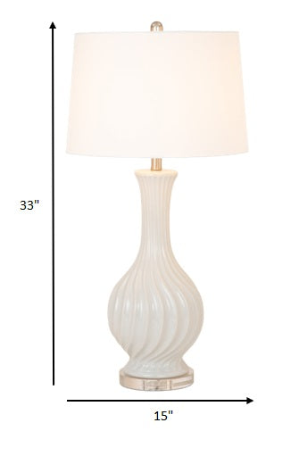 Set of 2 Beige Curved Ceramic Table Lamps
