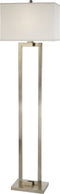 61" Nickel Traditional Shaped Floor Lamp With White Rectangular Shade