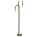 63" Brass Two Light Torchiere Floor Lamp