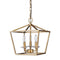 Kennedy 3-Light Antique Gold Pendant With Crystal Bobeches