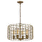 Lynden 4-Light Raw Brass Drum Pendant With Wire Cage Shade
