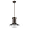 Greta 1-Light Oil-Rubbed Bronze Pendant With Gloss White Interior And Etched Glass Shade